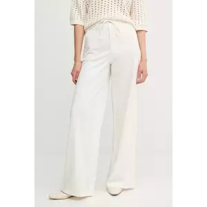 OUI pantaloni culoarea alb, lat, high waist, 92027 imagine