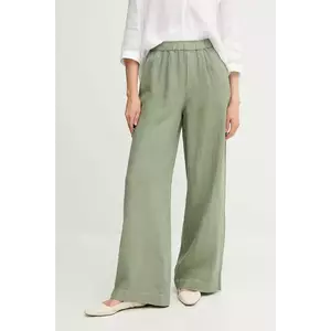 OUI pantaloni din in culoarea verde, lat, high waist, 92821 imagine
