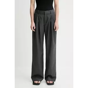 Won Hundred pantaloni din lână culoarea gri, lat, high waist, 3736-14275 imagine