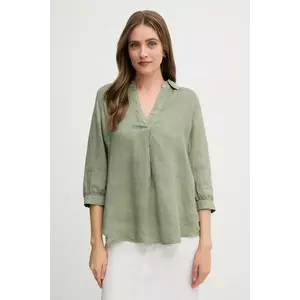 OUI bluză din in culoarea verde, neted, 92941 imagine