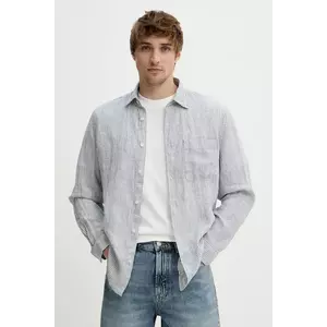 Marc O'Polo cămașă de in culoarea bleumarin, cu guler clasic, regular, M24737242090 imagine