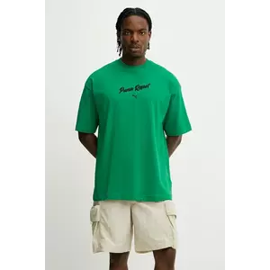 Puma tricou din bumbac culoarea verde, cu imprimeu, 629666 imagine
