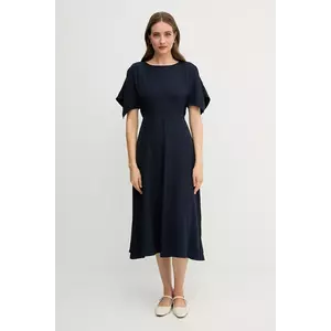 Sandro Ferrone rochie culoarea bleumarin, midi, evazată, S23XBEBRANCALEONE imagine