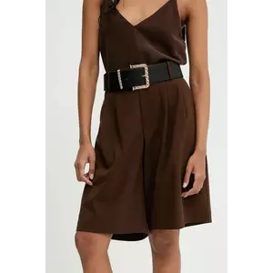 Answear Lab pantaloni scurti din lana culoarea maro, neted, high waist imagine