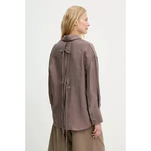 Answear Lab cămașă culoarea maro, cu guler clasic, relaxed imagine