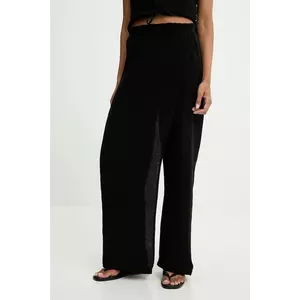 Answear Lab pantaloni de bumbac culoarea negru, lat, high waist imagine