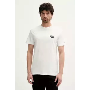 Tommy Jeans tricou din bumbac culoarea alb, cu imprimeu, DM0DM21539 imagine