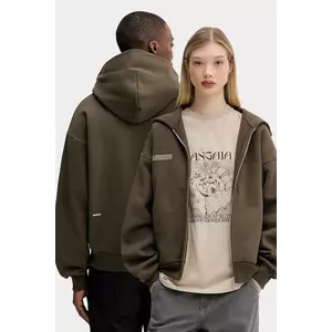 Pangaia hanorac de bumbac culoarea maro, cu glugă, uni, 10002310 imagine