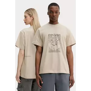 Pangaia tricou din bumbac culoarea bej, cu imprimeu, 10002434 imagine