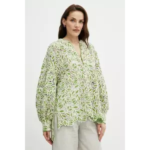 Luisa Spagnoli bluză culoarea verde, cu imprimeu, 542155 imagine