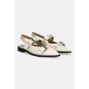 Answear Lab balerini de piele culoarea alb, cu toc deschis imagine