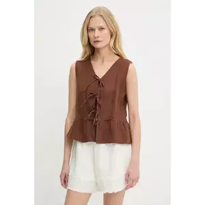 Answear Lab bluza din bumbac culoarea maro, neted imagine