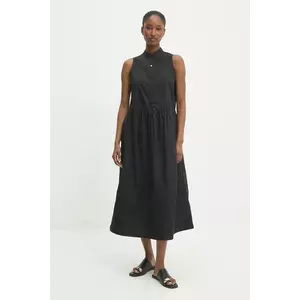 Answear Lab rochie din bumbac culoarea negru, midi, evazată imagine