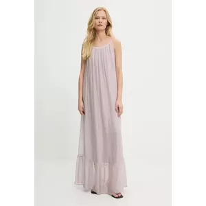 Answear Lab rochie din mătase culoarea bej, maxi, evazată imagine