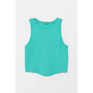 United Colors of Benetton top din bumbac pentru copii culoarea turcoaz, 31H3CH01F imagine