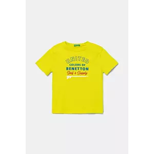 United Colors of Benetton tricou de bumbac pentru copii culoarea verde, cu imprimeu, 3I1XG10JO imagine