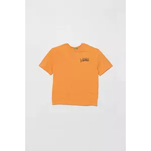 United Colors of Benetton tricou de bumbac pentru copii culoarea portocaliu, cu imprimeu, 3SLUC10P8 imagine