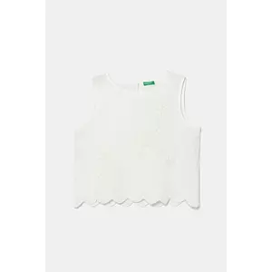 United Colors of Benetton bluză de bumbac pentru copii culoarea alb, neted, 5Q2LCH00E imagine