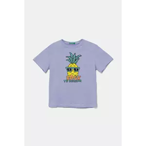 United Colors of Benetton tricou de bumbac pentru copii culoarea violet, cu imprimeu, 3I1XG10JM imagine