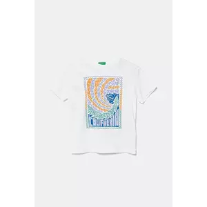 United Colors of Benetton tricou de bumbac pentru copii culoarea alb, cu imprimeu, 3I1XC10P7 imagine