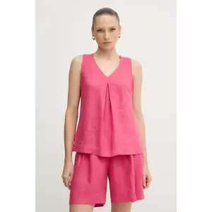 United Colors of Benetton bluză din in culoarea roz, neted, 5BMLDQ06W imagine