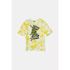 United Colors of Benetton tricou de bumbac pentru copii culoarea galben, cu imprimeu, 3ORKC10P3 imagine