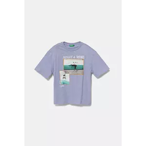 United Colors of Benetton tricou de bumbac pentru copii culoarea violet, cu imprimeu, 3SLUC10P8 imagine