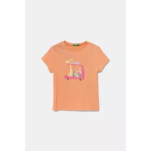 United Colors of Benetton tricou de bumbac pentru copii culoarea portocaliu, 3I1XG10JJ imagine
