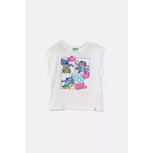 United Colors of Benetton tricou de bumbac pentru copii x Disney culoarea alb, 3JERC10P2 imagine