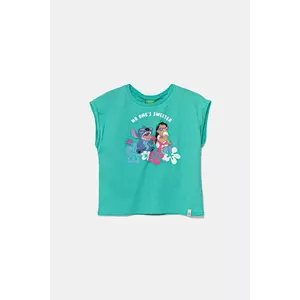 United Colors of Benetton tricou de bumbac pentru copii x Disney culoarea turcoaz, 3JERC10P2 imagine