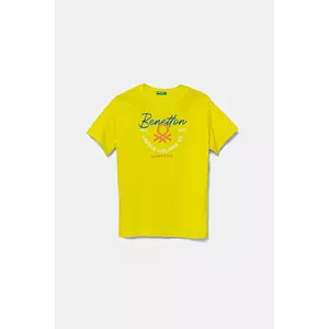 United Colors of Benetton tricou de bumbac pentru copii culoarea verde, cu imprimeu, 3I1XC10OO imagine