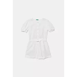 United Colors of Benetton salopetă de in pentru copii culoarea alb, 43WBCT014 imagine