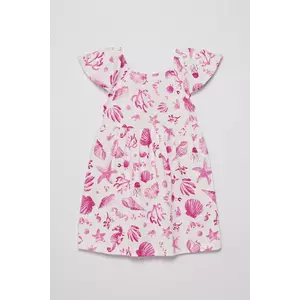 United Colors of Benetton rochie din bumbac pentru copii culoarea roz, mini, evazată, 34VAGV010 imagine