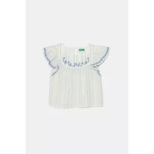 United Colors of Benetton bluză de bumbac pentru copii culoarea alb, modelator, 54HZGQ02Q imagine