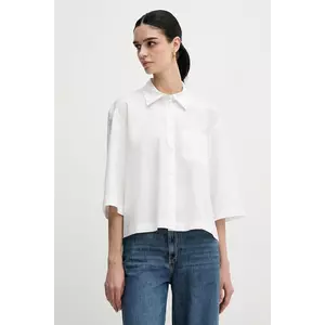 Sisley cămașă din bumbac culoarea alb, cu guler clasic, relaxed, 5WMELQ08V imagine