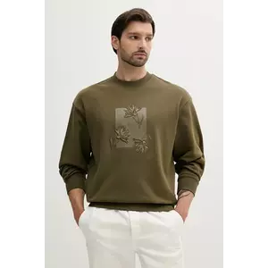 BOSS hanorac de bumbac culoarea verde, cu imprimeu, 50537683 imagine