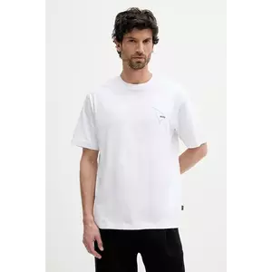 BOSS Orange tricou din bumbac culoarea alb, cu imprimeu, 50546374 imagine