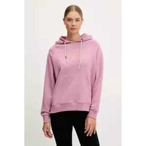 Picture hanorac de bumbac Quenar femei, culoarea roz, cu glugă, cu imprimeu, WSW0362 imagine