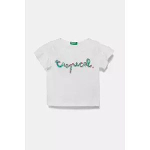 United Colors of Benetton tricou de bumbac pentru copii culoarea alb, 38V4G10JI imagine