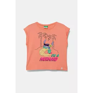 United Colors of Benetton tricou de bumbac pentru copii x Disney culoarea portocaliu, 3JERC10P2 imagine
