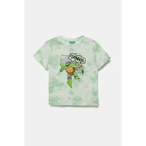 United Colors of Benetton tricou de bumbac pentru copii culoarea verde, cu imprimeu, 3ORKG10JD imagine