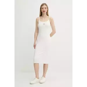 Tommy Jeans rochie culoarea bej, midi, mulată, DW0DW20330 imagine