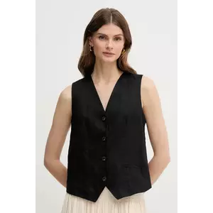 United Colors of Benetton vestă de in culoarea bej, un singur rand de nasturi imagine