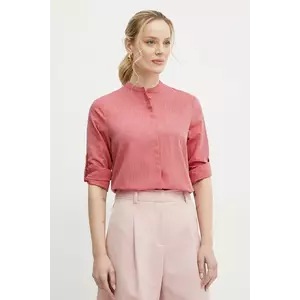 BOSS Orange camasa femei, culoarea roz, cu guler stand-up, regular imagine