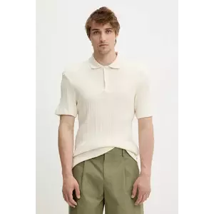 Samsoe Samsoe polo de bumbac SAKEVIN culoarea bej, uni, M25200034 imagine