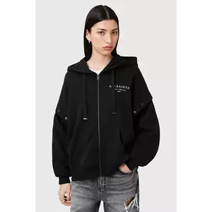 AllSaints hanorac de bumbac AROMA culoarea negru, cu glugă, cu imprimeu, W134JC imagine