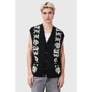 AllSaints vestă din bumbac SCRIPTURE culoarea negru, M036KC imagine