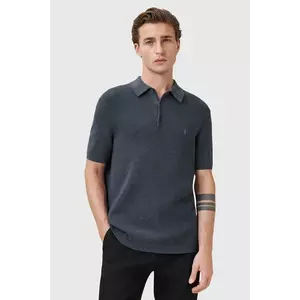 AllSaints tricou polo din amestec de lână ASPEN culoarea bleumarin, uni, M025KA imagine