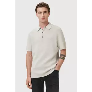 AllSaints tricou polo din amestec de lână ASPEN culoarea bej, uni, M025KA imagine