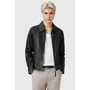AllSaints geacă de piele NELLCOT culoarea negru, de tranzitie, M019LC imagine